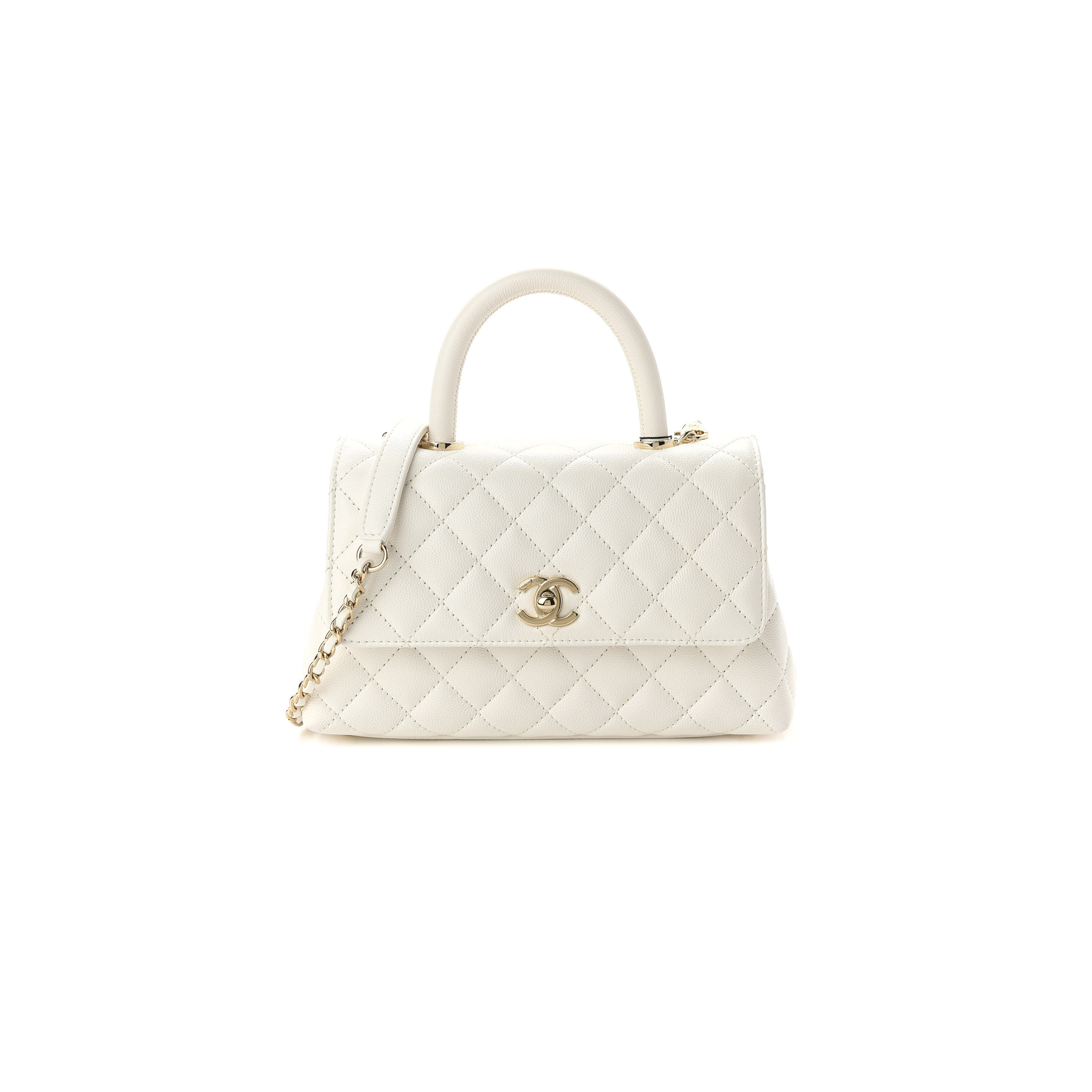 Ch*el master caviar quilted mini coco handle flap white (24*14*10cm)